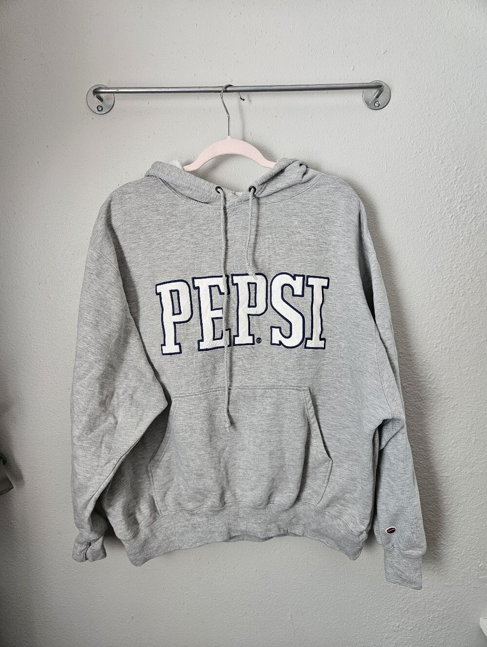 Vintage - 90's Pepsi Cola Gray Embroidered Large Letter Sweatshirt Hoodie